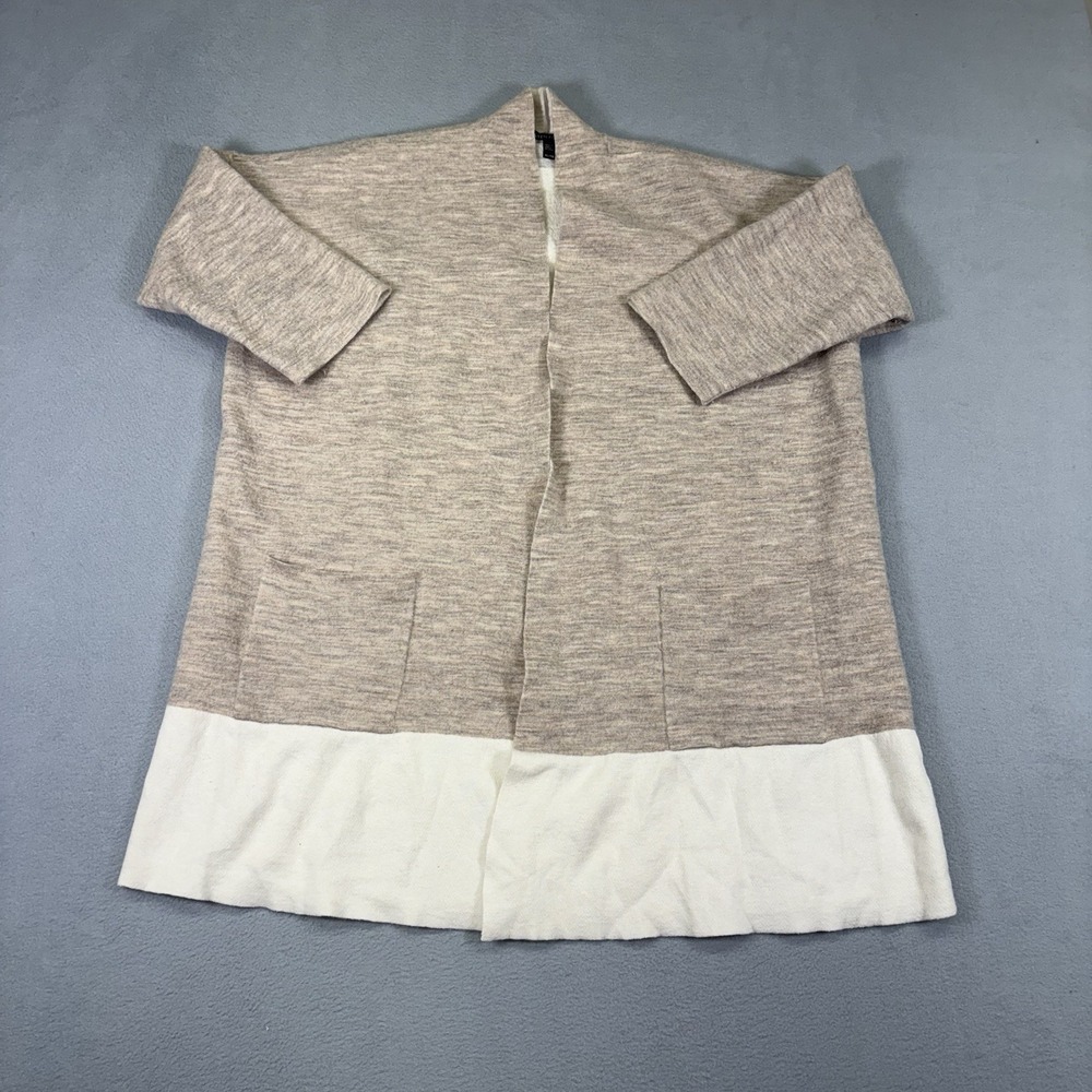 Eileen Fisher Women XL Merino Wool Cashmere Cardigan Colorblock Long Open